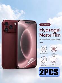 2片裝磨砂水凝膠螢幕保護膜,相容 iPhone,防指紋防眩光柔軟手機螢幕保護,柔性磨砂水凝膠螢幕蓋,無氣泡、觸感滑順,相容 iPhone 18 17 PRO / 相容 Galaxy S26 A18 / 相容 17T 15T / 17C 15C Note 17 15 - 無色 - 查看 2