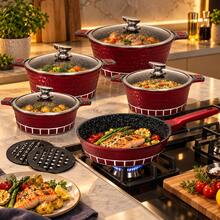 11-Piece Cookware Set With Granite-Style Coating, 4 Pots With Lids, Frying Pan And 2 Trivets, For Everyday Cooking - View 6