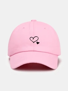 1pc White Two Hearts Baseball Cap Outdoor Sun Hat Baseball Cap Unisex Essential Item - White - View 6