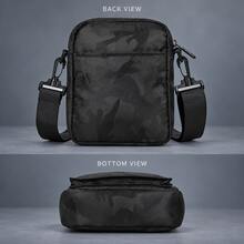 Men's Black Camouflage Mini Crossbody Bag - With Adjustable Shoulder Strap And Zipper Design, Men's Black Camouflage Small Square Bag, Large Capacity, Suitable For Daily Commute - Multicolor - View 8