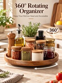 1pc Rotating Storage Tray, Multi-Functional Countertop Spice Rack & Breakfast Tray, 360° Swivel Organizer, Suitable For Christmas, Halloween And Other Holidays - View 4
