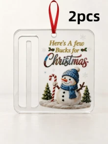 1 Or 2 Flat 2D Acrylic Cash Gift Hanging Decor, Snowman Decorative Tag, Christmas Tree Commemorative Ornament, Home New Year Holiday Decoration, Christmas Gift For Friends And Family (Cash Not Included) - Multicolor - View 16