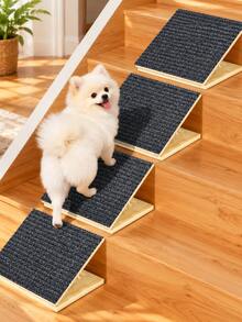 1pc Adjustable Pet Ramp For Stairs, Non-Slip Dog Ramp With Carpet Surface, Foldable Portable Pet Steps For Small & Medium Dogs, Cats, Puppies And Senior Pets, Indoor Stair Climbing Aid For Home, Couch & Sofa, Holiday Gift - Multicolor - View 4