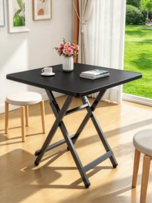 Simple Black Folding Square Table, Thickened & Sturdy, Quick Fold Portable Small Table, Space Saving, Simple Home Dining Table, Suitable For - Study Room Study, Balcony Rest, Picnic Gathering, Rental House Use, Temporary Stall Countertop - Multiple Specifications - View 3