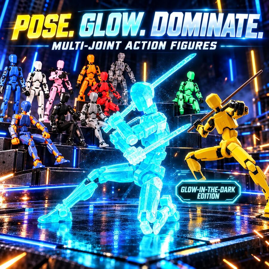 Multi-Joint Movable Action Figure 3D Printed Posable Robot Model Lucky 13 Jointed Doll DIY Posable Desktop Decoration 3D Printed Doll Game Boyfriend Gift Christmas Gift Creative