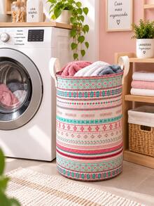 Cesto Organizador Dobrável Multiuso para Roupas Sujas Banheiro Quarto Lavanderia com Alças - Boho - Visão 8