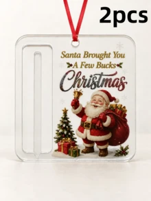 1 Or 2 Flat 2D Acrylic Cash Gift Hanging Decor, Snowman Decorative Tag, Christmas Tree Commemorative Ornament, Home New Year Holiday Decoration, Christmas Gift For Friends And Family (Cash Not Included) - Multicolor - View 14