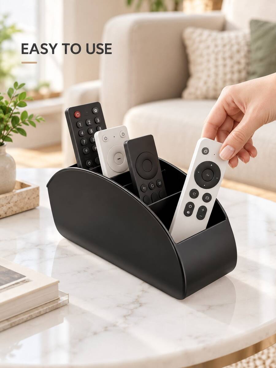 Modern Striped Remote Control Organizer Box - Remote Control Holder, Decorative Storage Item; Featuring Vertical Stripe Design, Easy Access; Suitable For Storing TV, Air Conditioner And Other Household Remote Controls; Combines Home Decor And Storage Function; Ideal For Dorm Storage, Desk Organization; Also Suitable For Halloween, Christmas And Wedding Occasions - View 1