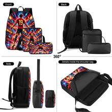Neon Glow Line #19 Player Print 3 Pieces Set: Large Capacity Backpack + Crossbody Bag + Pencil Case, Adjustable Breathable Shoulder Straps, Modern Fashion Art Style Fan Sports Commute Storage Set - Printed Bag - View 9