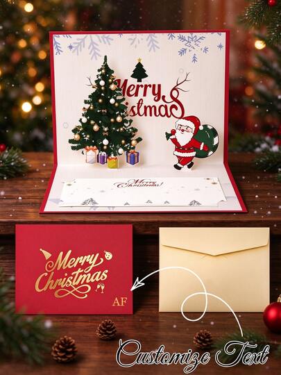 1 buah Kartu Natal Pop-Up 3D, Kartu Ucapan Natal Foil Emas Kustom, Kartu Ucapan Natal Potongan Kertas Kreatif, Hadiah Berkat Malam Natal, Kartu Amplop Natal, Hadiah Liburan untuk Keluarga, Teman, Pasangan, Kartu Ucapan Pesta Natal, Dekorasi Natal, Kartu Berkat Liburan yang Dipersonalisasi, Hadiah Natal Kreatif