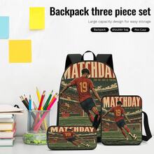 Vintage Poster Style #19 Player Print 3 Pieces Set: Large Capacity Backpack + Crossbody Bag + Pencil Case, Adjustable Breathable Shoulder Straps, Classic Sports Fan Game Day Commute Storage Set - Printed Bag - View 5