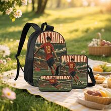 Vintage Poster Style #19 Player Print 3 Pieces Set: Large Capacity Backpack + Crossbody Bag + Pencil Case, Adjustable Breathable Shoulder Straps, Classic Sports Fan Game Day Commute Storage Set - Printed Bag - View 7