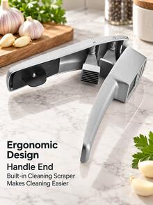 2pcs/1pc 2-In-1 Garlic Press And Chopper, Aluminum Alloy Manual Garlic Grinder And Crusher, Garlic Squeezer And Chopper Kitchen Gadget, Multi-Function Garlic Ginger Crusher, Handheld Food Preparation Tool For Home Kitchen Cooking - Multicolor - View 9