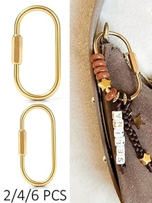 2/4/6pcs Gold Screw Lock Keychains, DIY Gold Keychain Clips, Minimalist Style Keychain Pendant, Climbing Carabiner Keychain, Unisex Car Keychain, Bag Charm, Cute Gothic Y2K Style Campus Accessory - Gold - View 7