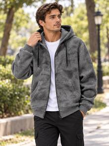 Áo khoác hoodie kéo khóa nam phong cách streetwear, áo nỉ xám kéo khóa toàn thân có túi kangaroo, chất vải mềm phù hợp cho phiêu lưu ngoài trời, tập gym và mặc hàng ngày - Xám - Xem 1
