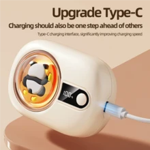 scbestuygo Penghangat Tangan Digital Panda, 1200mAh, 3 Pengaturan Suhu 40/45/55℃, Tampilan Sisa Baterai, Pengisian Cepat Type-C, Pemanasan Cepat, Lampu Ambient Lucu, Cocok Untuk Wanita, Pelajar, Pekerja Kantoran Untuk Perjalanan Musim Dingin Dan Penggunaan di Rumah. - Paket tunggal - View 10