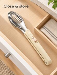 1pc Stainless Steel Multi-Function Food Tongs With Sliding Lock, Non-Slip Heat-Resistant Handle, Slotted Spatula And Turner, Suitable For Steak, Burger, BBQ, Grilling, Frying, Pancake, Bread, Salad And Serving, Cream Color Kitchen Cooking Utensil, Suitable For Daily Meal Preparation - View 11