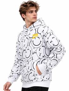 Puma Sudadera deportiva de punto transpirable con estampado de cara sonriente - Blanco - Ver 2