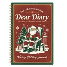 1PC Vintage Christmas Santa Pattern Spiral Notebook,Retro Holiday Journal Diary Notebook,Christmas Gift For Students,Women Girls Friends Family,Xmas Holiday Present For Note Taking Journaling Writing,Festive Decor School Office Stationery Gift - A5 - View 7