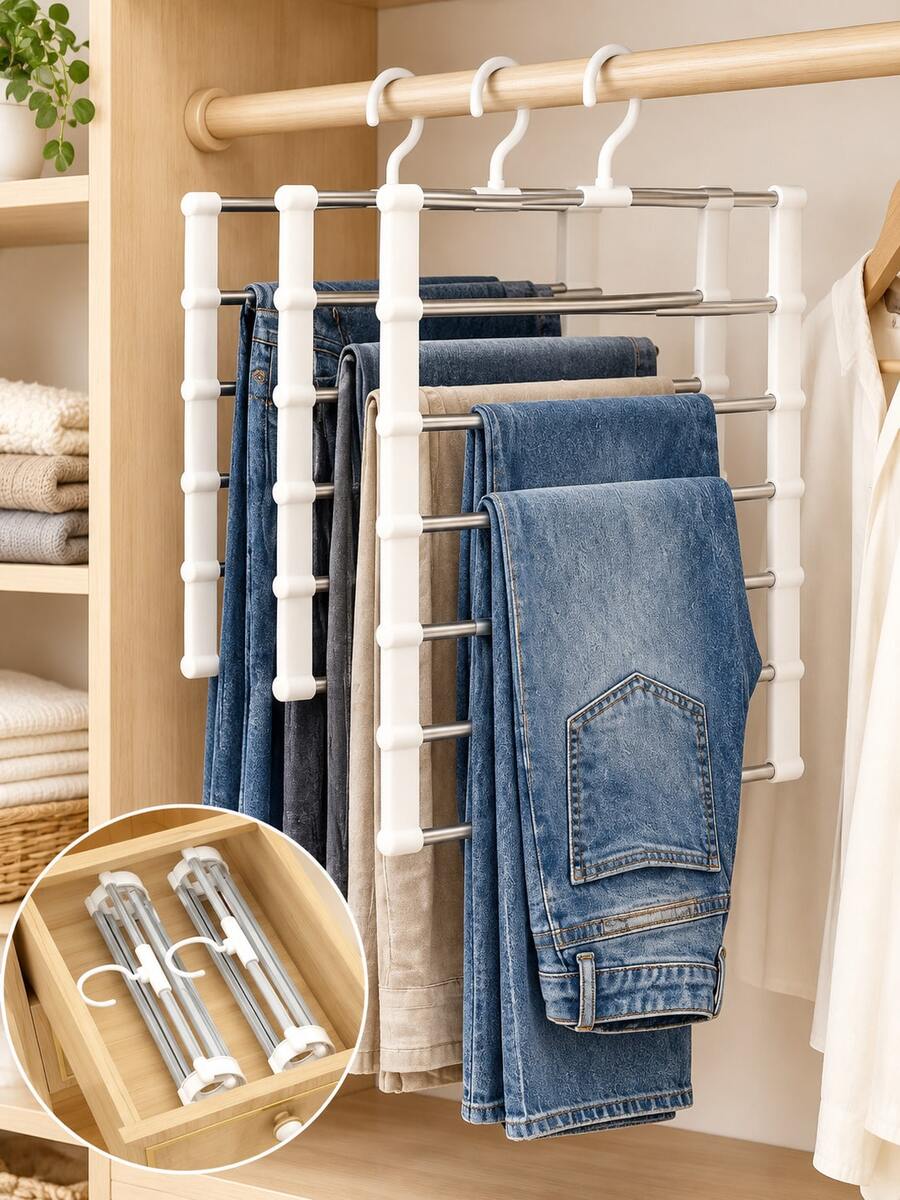 Multi-Layer Pants Rack-Space-Saving Foldable Design, Jeans,Leggings And Casual Pants;Easy To Assemble;Ideal Choice For Holiday Preparation And Seasonal Wardrobe Organization,Wardrobe Organisers Storage,Christmas