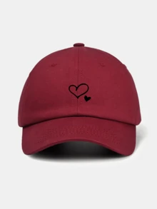 1pc White Two Hearts Baseball Cap Outdoor Sun Hat Baseball Cap Unisex Essential Item - White - View 7