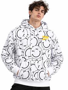 Puma Sudadera deportiva de punto transpirable con estampado de cara sonriente - Blanco - Ver 1