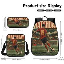 Vintage Poster Style #19 Player Print 3 Pieces Set: Large Capacity Backpack + Crossbody Bag + Pencil Case, Adjustable Breathable Shoulder Straps, Classic Sports Fan Game Day Commute Storage Set - Printed Bag - View 6