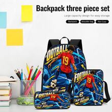 Football Player #19 Slogan Print 3 Pieces Set: Large Capacity Backpack + Crossbody Bag + Pencil Case, Adjustable Breathable Shoulder Straps, Classic Cartoon Sports Style Fan Game Day Commute Storage Set - Printed Bag - View 5