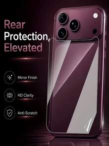 4PCS Clear Back Hydrogel Film,Soft Phone Rear Cover Protection, Flexible Back Hydrogel Protective Film, Anti-Scratch Self-Healing, Bubble Free Compatible With IPhone Duo 18 17 PRO 16 15 14 13 12 11 - Clear - View 7