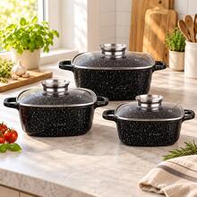 3-Pot Cooking Set With Lids, 6 Pieces For Home Kitchens, Simmering, Boiling And Meal Preparation - View 5