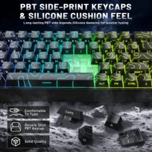 Keyboard Gaming Berkabel ZIYOU LANG S68, Keyboard Membran, 68 Tombol RGB, Tutup Tombol PBT dengan Cetakan Samping, Anti-Ghosting 26 Tombol, Efek RGB Dinamis, Pengetikan Senyap, Penyesuaian Tinggi 3 Tingkat - View 6