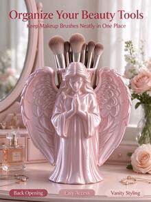 Christmas Prayer Angel Makeup Brush Holder, Embossed Winged Angel Makeup Tool Storage Box, Suitable For Vanity, Christmas Decor Gift, Suitable For Boys, Girls, Couples - Multicolor - View 15