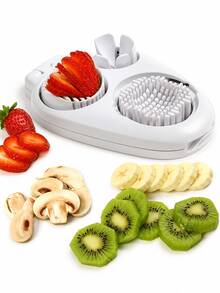 2pcs/1pc Multi-Function Fruit & Vegetable Slicer, With ABS Base, Stainless Steel Slicing Blades, Manual Egg & Fruit Cutter, Suitable For Kiwi, Strawberry, Banana, Egg, Salad And Breakfast Preparation Kitchen Food Prep Tool, Easy To Use And Clean - Multicolor - View 11