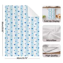 2 chiếc khăn lau bếp họa tiết trái tim sọc xanh & hồng tối giản, khăn lau trà sợi microfiber mềm 40*60cm, phù hợp cho nhà bếp gia đình, nhà hàng, cắm trại ngoài trời, lau bàn, khăn lau bát đĩa, khăn lau tay, phụ kiện dệt may nhà bếp, quà tặng ngày lễ - Nhiều màu - Xem 3