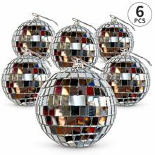 6 قطع كرات عيد الميلاد المرآة بحجم 8 سم، زينة معلقة عاكسة لشجرة العطلات والديكور الموسمي - 6Pcs - مشاهدة 2