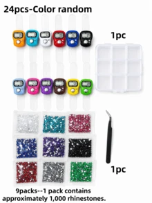 9026pcs/1set DIY Rhinestone Ring Digital Counter Full Tool Kit, Braided Arrangement Shiny Counting Ring, Handmade Craft Set, Easy To Store - Rhinestone - View 12