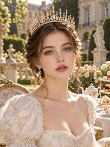 Luxury Royal Gold Crystal Rhinestone Bridal Tiara Crown Wedding Hair Accessories For Prom Party Pageant Birthday Formal Evening Event Celebration - Gold - View 2