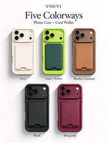 VOUVI 2-In-1 Dopamine Stand Card Holder Phone Case, Compatible With IPhone 17 16 15 14 13 12 11 Pro Max, Shockproof Matte Solid Color Multi-Function Soft Shell, Suitable For 16 15 14 Plus Phone Accessories - Off-white - View 4