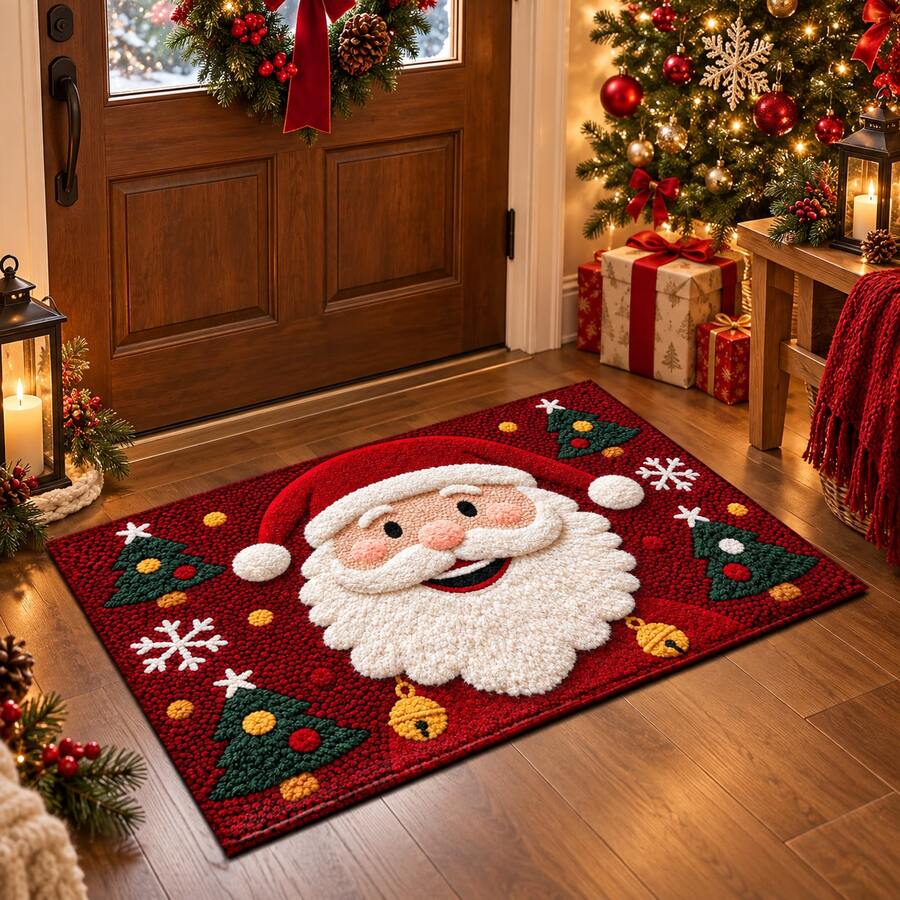 Karpet Panjang Motif Santa Claus 2D, Keset Lantai Rumah, Keset Pintu Masuk, Keset Dalam Ruangan, Keset Samping Tempat Tidur Kamar Tidur, Keset Dapur, Karpet Panjang Dapur, Cocok Untuk Ruang Tamu, Ruang Cuci, Kamar Mandi - MultiWarna - View 1