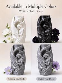 3D Embossed Angel Statue Vase, Curved Wing Sculpture Flower Pot, Luxury Desktop Decor, Suitable For Christmas, Bedroom Vanity And Home Decoration - 1PC - View 7
