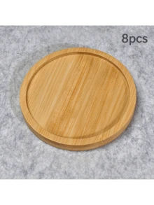 8pcs Wooden Coaster Set Handmade Blank Pads Succulent Plant Tray Set - Wooden Heat-Resistant Non-Slip Coasters, Mosaic Tile Base, Suitable For Coffee Table, Teacup, Vase Base, Multi-Functional Decoration, Kitchen, Placemat - Multicolor - View 11