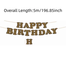 1 Set Leopard Print "Happy Birthday" Banner - Leopard Print Party Decorations, Birthday Banner And Party Supplies - Suitable For Birthday Parties, Leopard Print Theme Parties And Bachelorette Parties - One Size Fits All - View 3