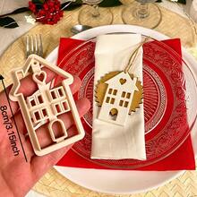 1 buah Pemotong Tanah Liat Berbentuk Rumah Natal - Tanah Liat Polimer - Perlengkapan Pesta DIY - Pemotong Tanah Liat Natal, Alat Kerajinan Keramik - Aprikot - View 3