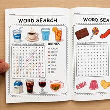 Children's Word Search Activity Book 32 Pages, Preschool Kindergarten Toddler Fun Vocabulary Learning Workbook, Educational Reading And Writing Toy, Hidden Word Search Game, Home School Travel Learning Supplies - Rose Red - View 5