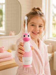 YUNCHI Children's Electric Toothbrush With 2-Minute Timer And 4 Replacement Brush Heads, Rainbow LED Lights Make Brushing Fun, AAA Battery Powered - Multicolor - View 11