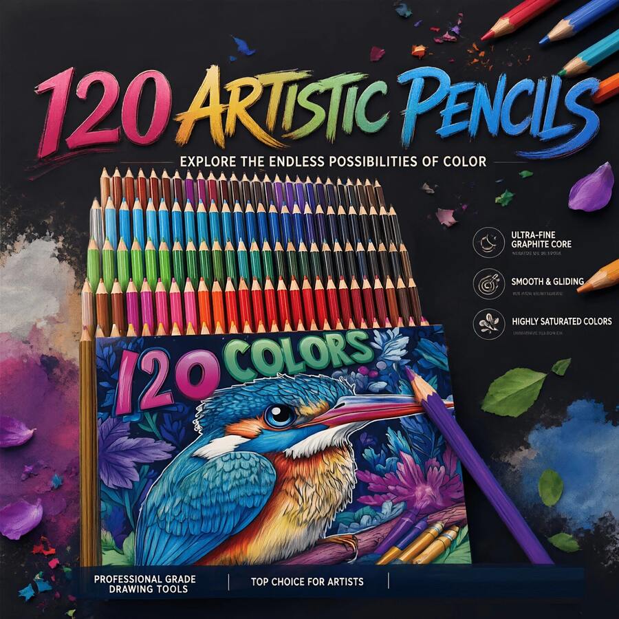 120 Colored Pencils Set For Professional Artists, Soft Core Drawing ...