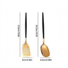 1pc Stainless Steel Frying Spatula/Slotted Turner, Suitable For Frying Chicken Breast, Steak, Stir-Frying, For Home Kitchen, Hotel, Restaurant - Gold + Black - View 2