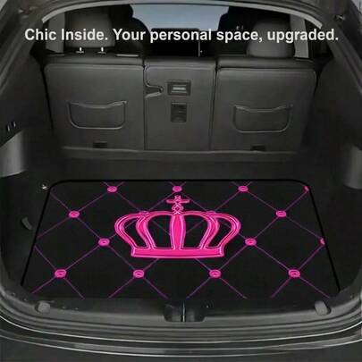 Car Trunk Mat - Luxury Pink Crown Cargo Liner - All-Weather Protection, Suitable For SUV And Sedan