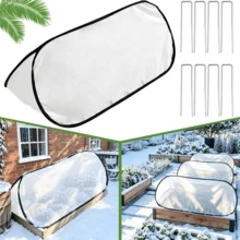 Tenda Pelindung Embun Beku Putih Ukuran 39*18*15 inci, Penutup Tanaman Anti Beku dengan 8 Pasak Tanah, Desain Lipat, Kain Non-Anyaman, Penutup Pelindung Segitiga untuk Melindungi Tanaman Semak, Buah, Bunga, dan Tanaman Pot di Luar Ruangan dari Salju & Es - Penutup antibeku tanaman - View 2