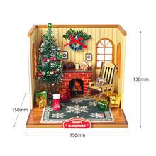 DIY Christmas Fireside Miniature House 3D Wooden Architectural Model Assembly Kit, Creative Handmade Art Piece For Collection And Home Decor, Perfect Birthday Gift For Friends And Family, Christmas Gift, Holiday Gift Surprise - Multicolor - View 2